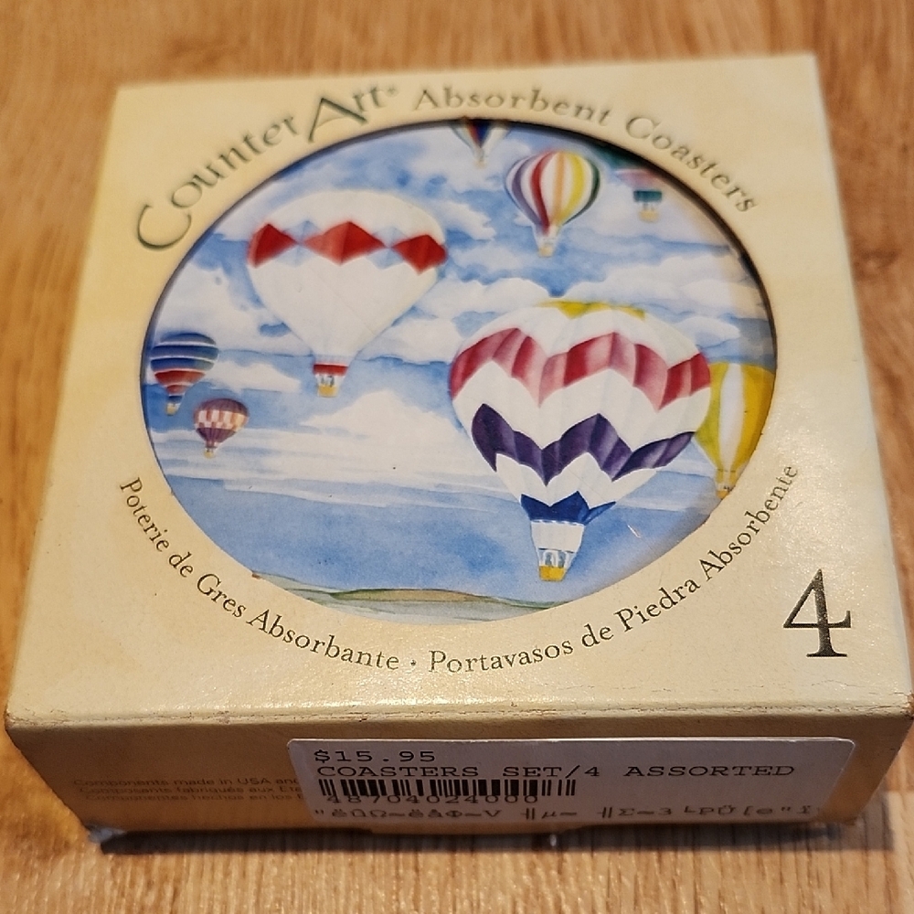 Counterparts Colorful Hot Air Balloon Art Coasters
